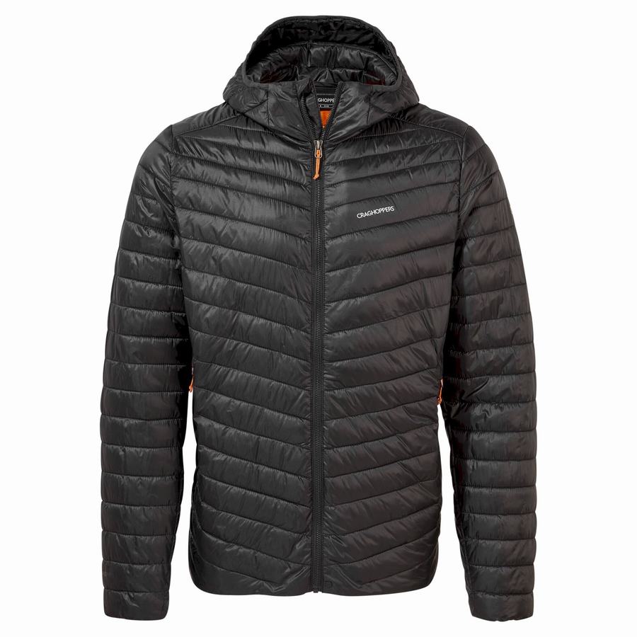 Black Orange Craghoppers Insulated ExpoLite Hooded Men's Jackets | MVB662FG