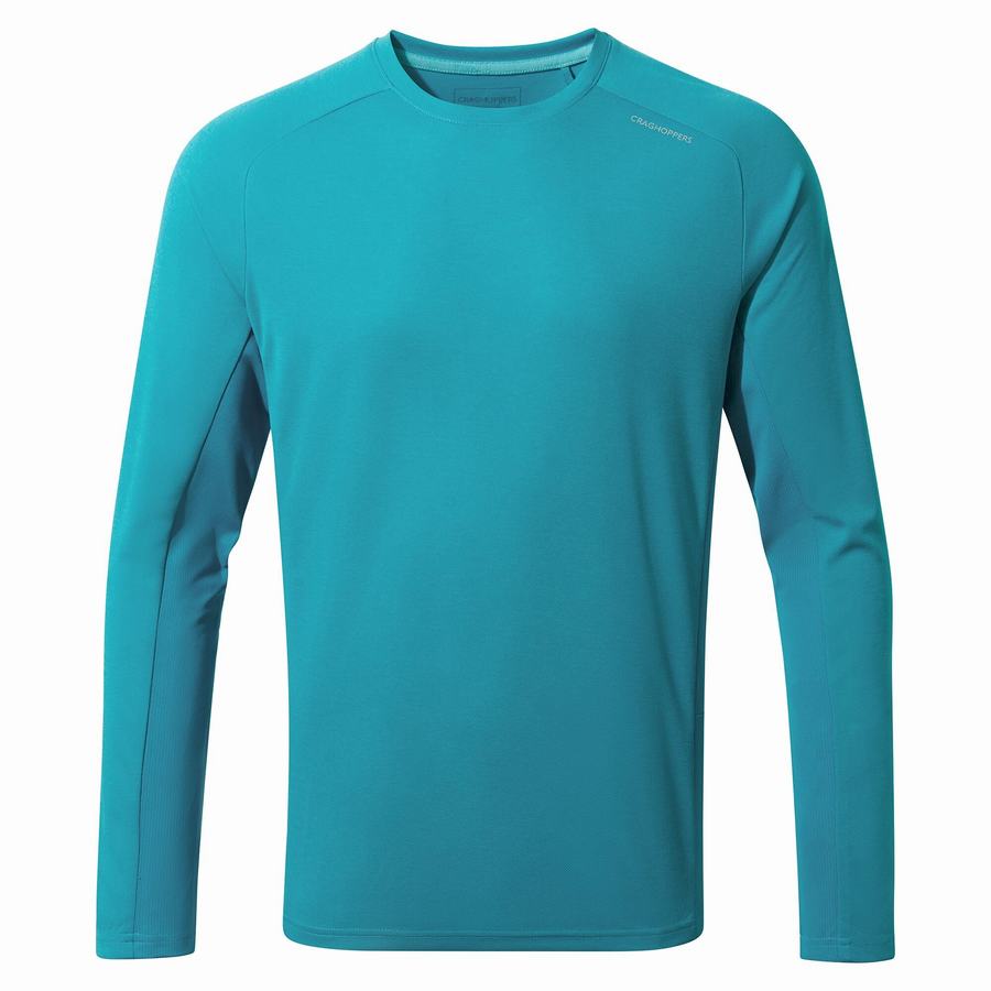 Blue Craghoppers Dynamic Pro Long Sleeved Men's T-Shirts | RCQ5375CG