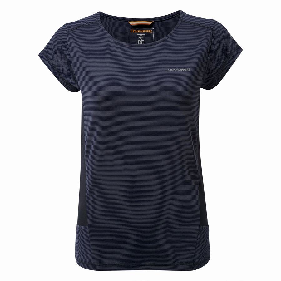 Blue Navy Craghoppers Atmos Short Sleeved Women's T-Shirts | LES795EK