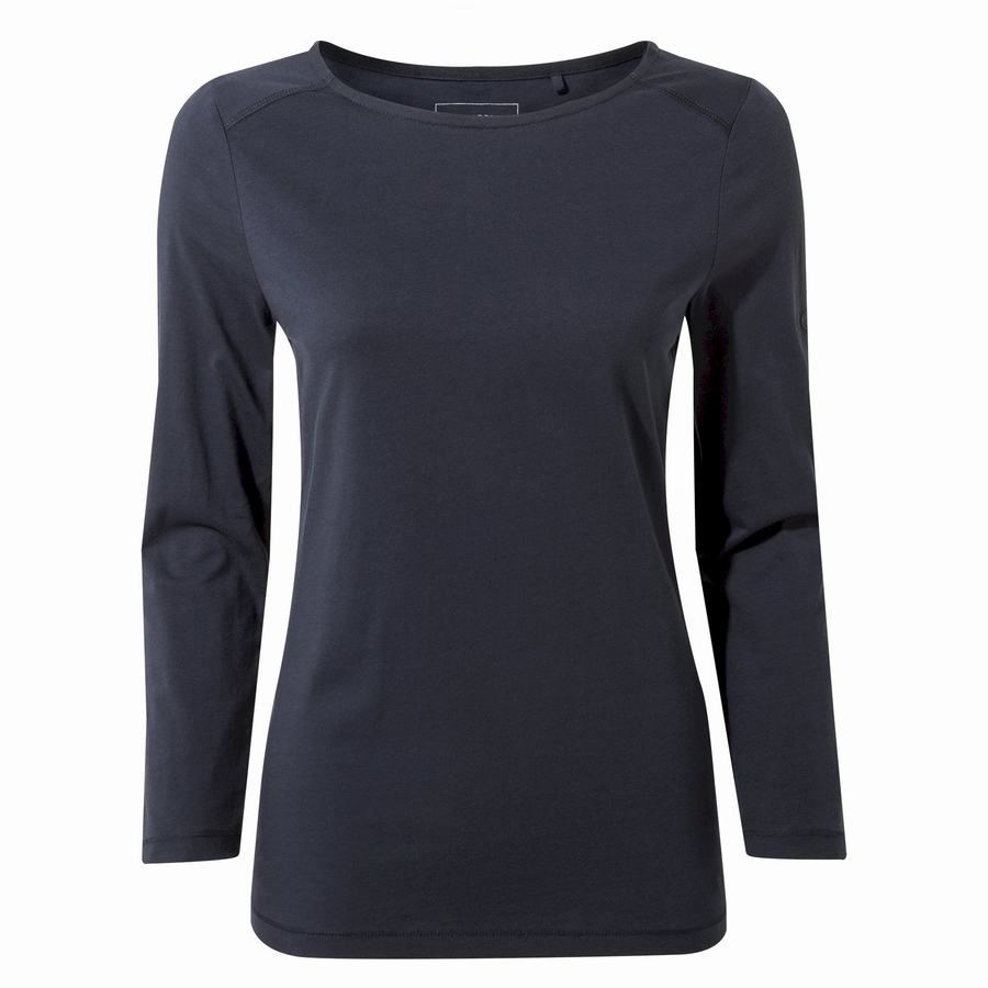 Blue Navy Craghoppers Blanca 3/4 Sleeved Top Women's T-Shirts | EFM4857LN