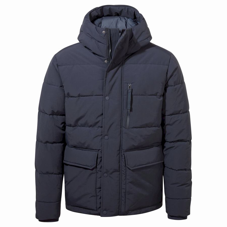 Blue Navy Craghoppers Dunbeath Insulated Hooded Men's Jackets | WZN9782XP