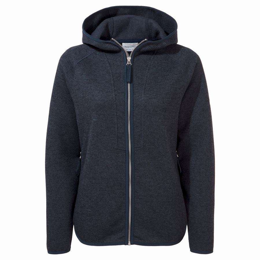 Blue Navy Craghoppers Elena Hooded Women's Sweaters | PHN6557JC