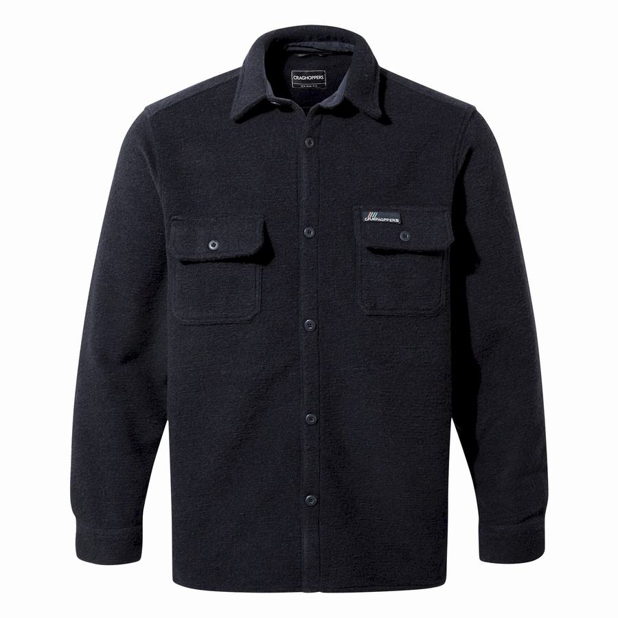 Blue Navy Craghoppers Leroy Long Sleeved Men's Shirts | SSZ4748ZB