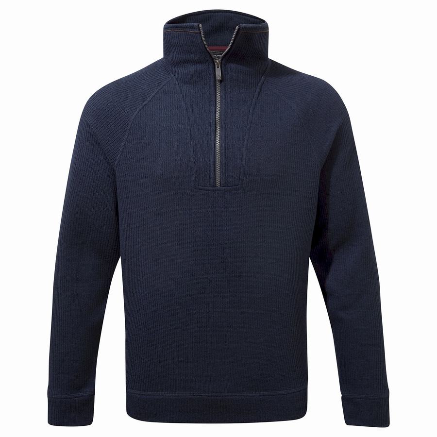 Blue Navy Craghoppers Logan Half Zip Men's Sweaters | WMS6695QJ