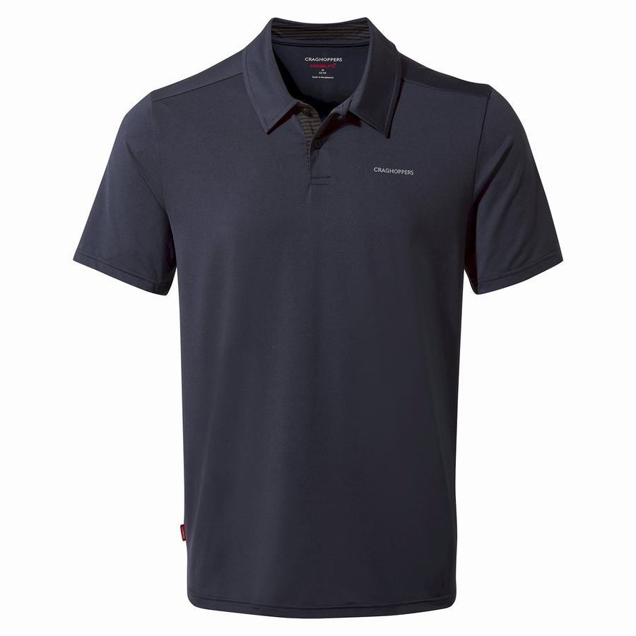 Blue Navy Craghoppers NosiLife Pro Short Sleeved Polo Men's T-Shirts | WYA122GJ