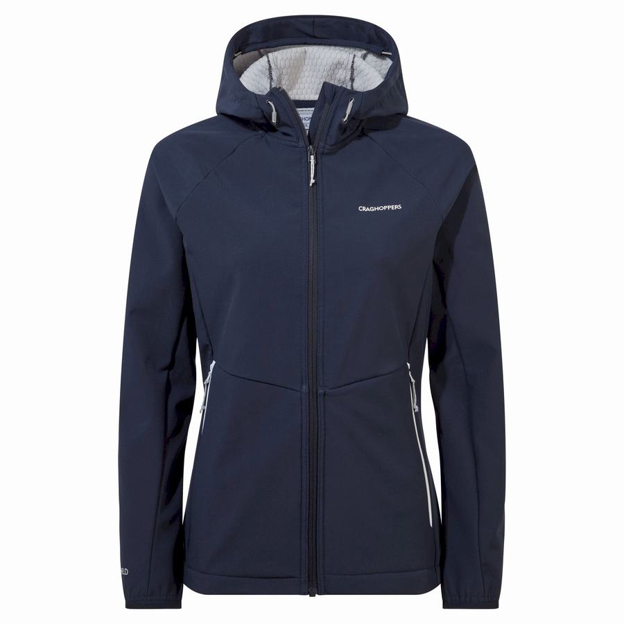 Blue Navy Grey Craghoppers Kalti Weatherproof Hooded Women's Jackets | PIA455DT