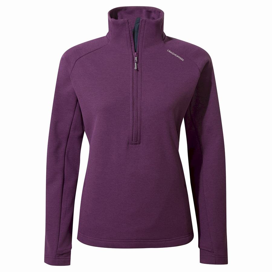 Deep Purple Craghoppers Dynamic Pro Half Zip Women's Sweaters | LYF9623ZC