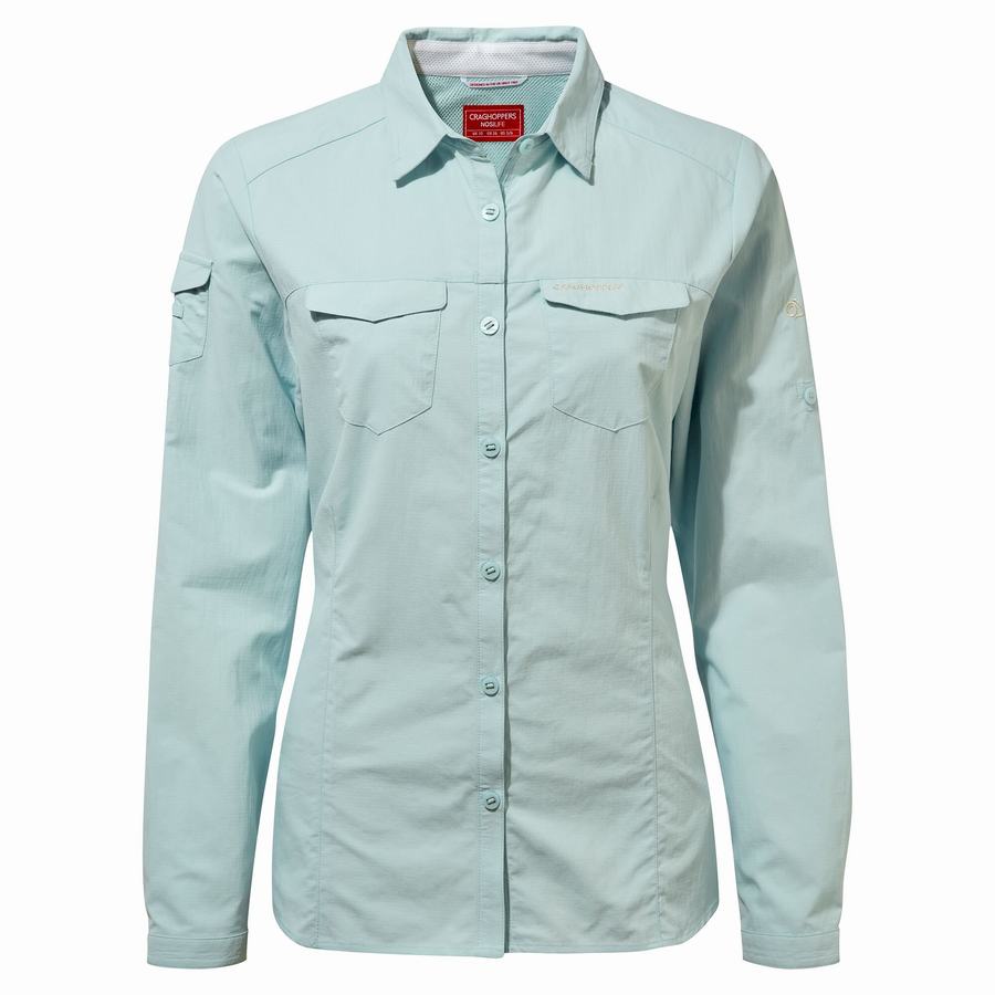 Green Craghoppers NosiLife Adventure II Long Sleeved Women's Shirts | TYS1565CZ