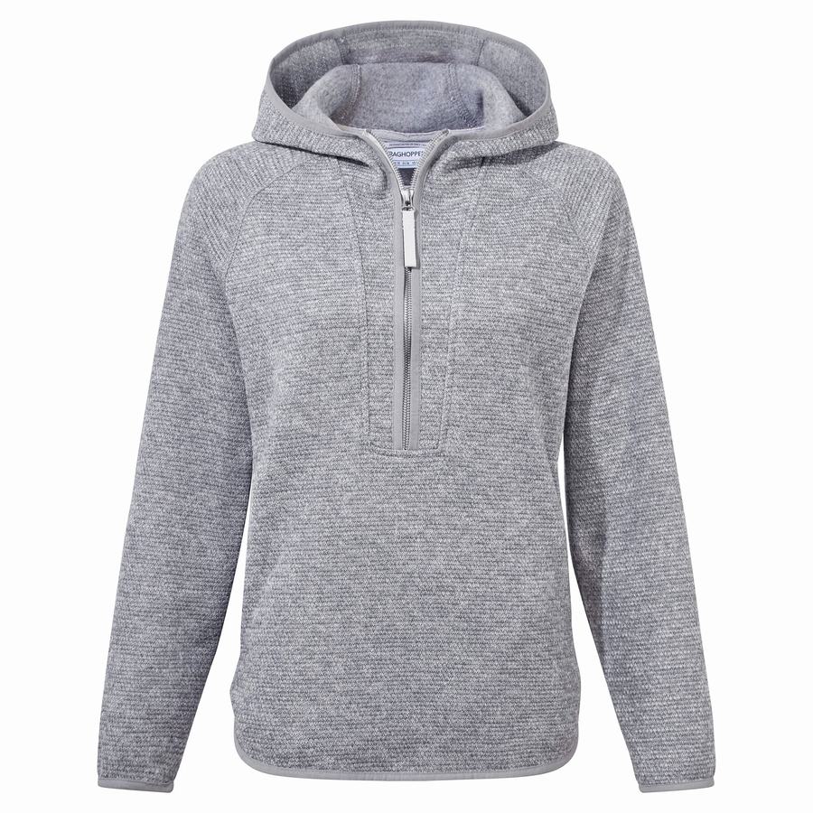 Grey Craghoppers Elena Hooded Half Zip Women's Sweaters | SSN9834EY