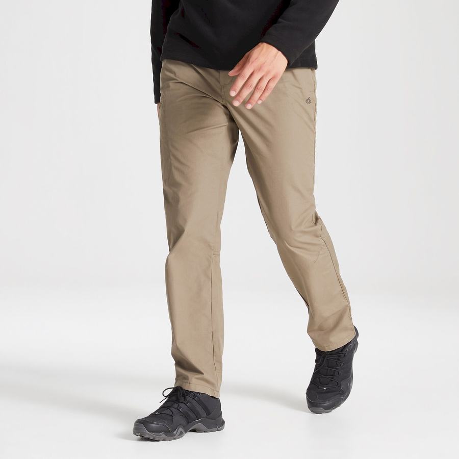 Khaki Craghoppers Kiwi Boulder Slim Men's Trousers | ZAI5956JH