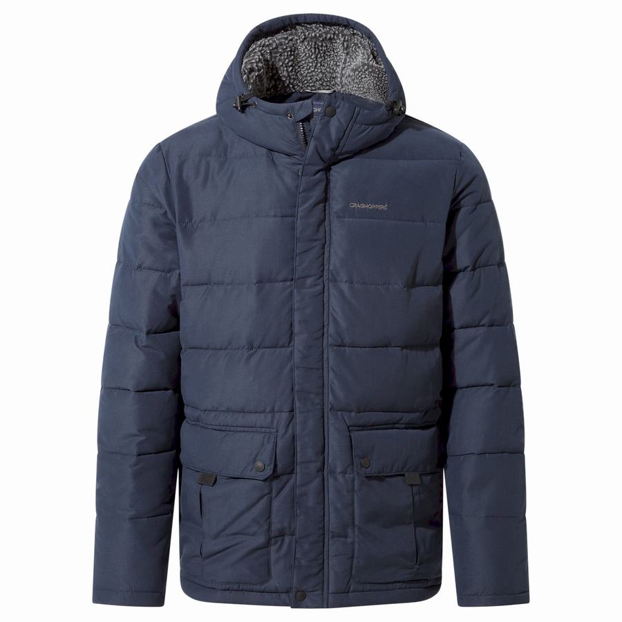 Navy Dark Blue Craghoppers Insulated Trillick Downhike Hooded Men's Jackets | IUV3689EE