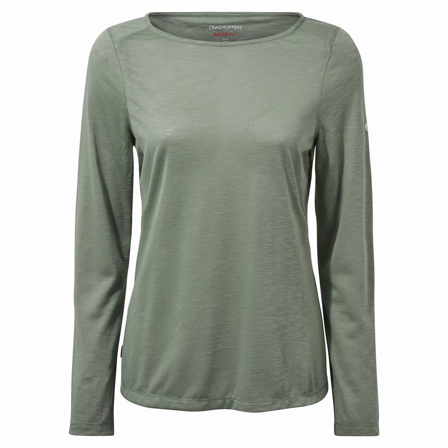 Olive Craghoppers NosiLife Erin Long Sleeved Women's T-Shirts | YCO87XT