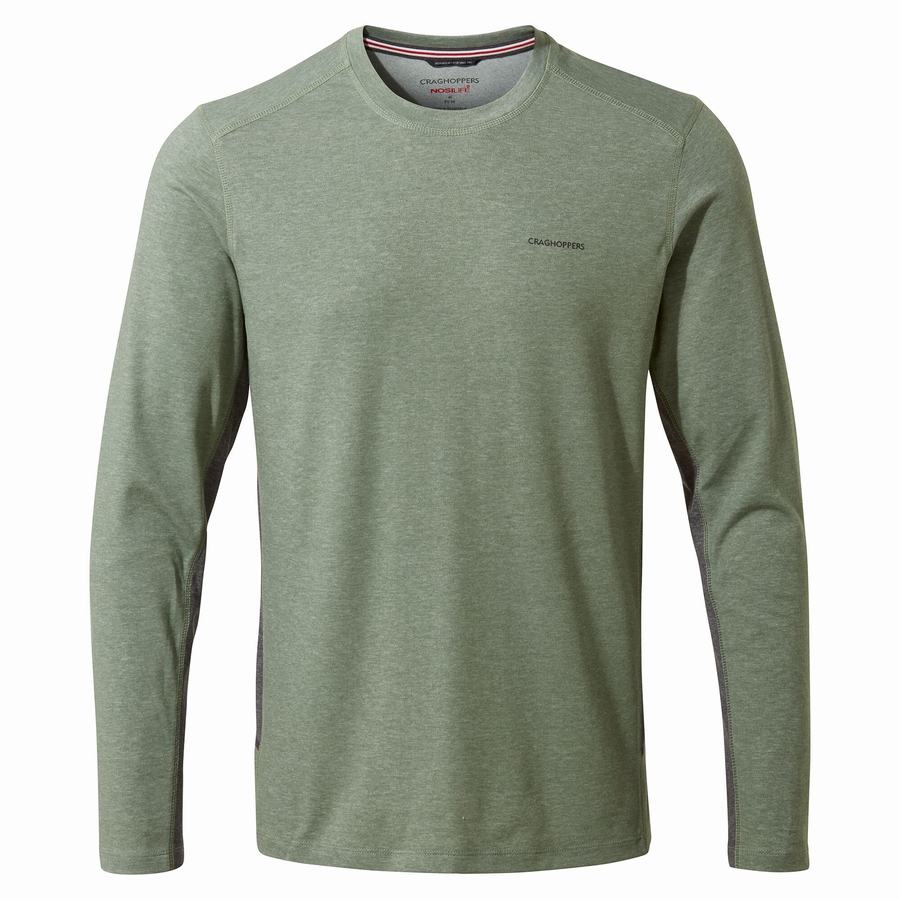 Olive Craghoppers NosiLife Talen Long Sleeved Men's T-Shirts | XIK2724UX