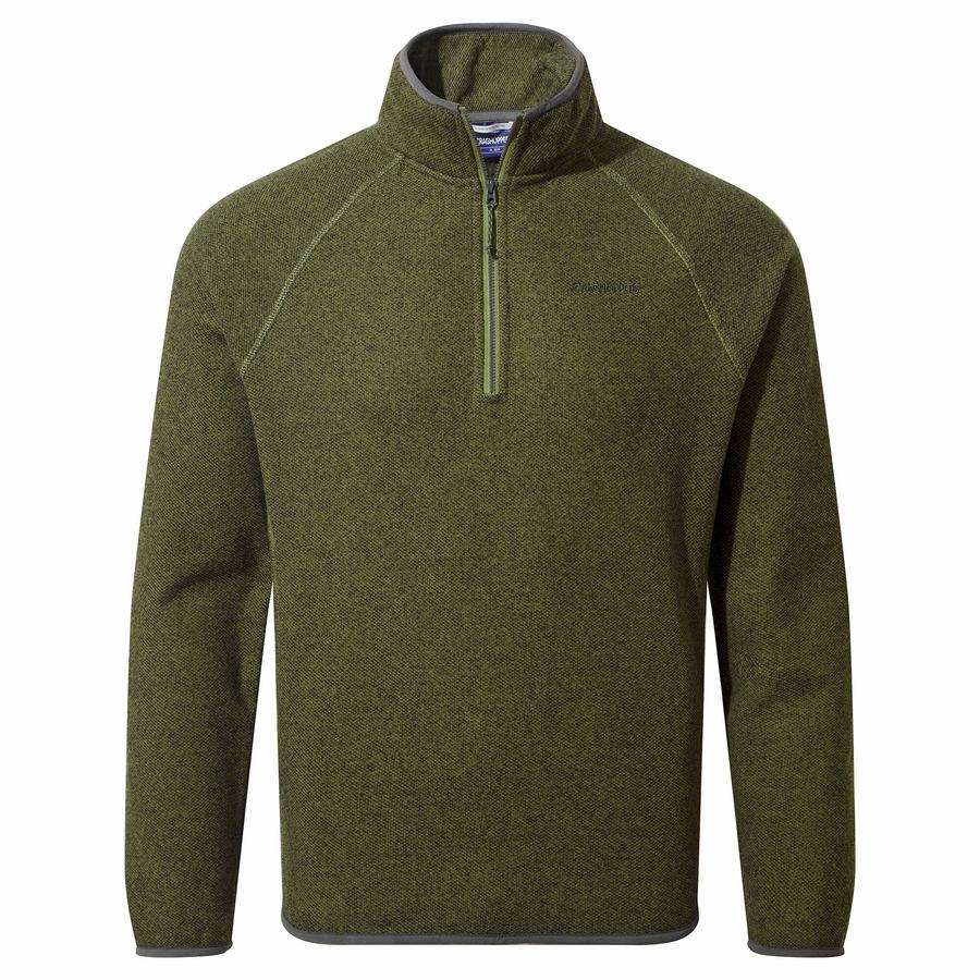 Olive Green Craghoppers Durrus Half Zip Men's Sweaters | KMM5264GC