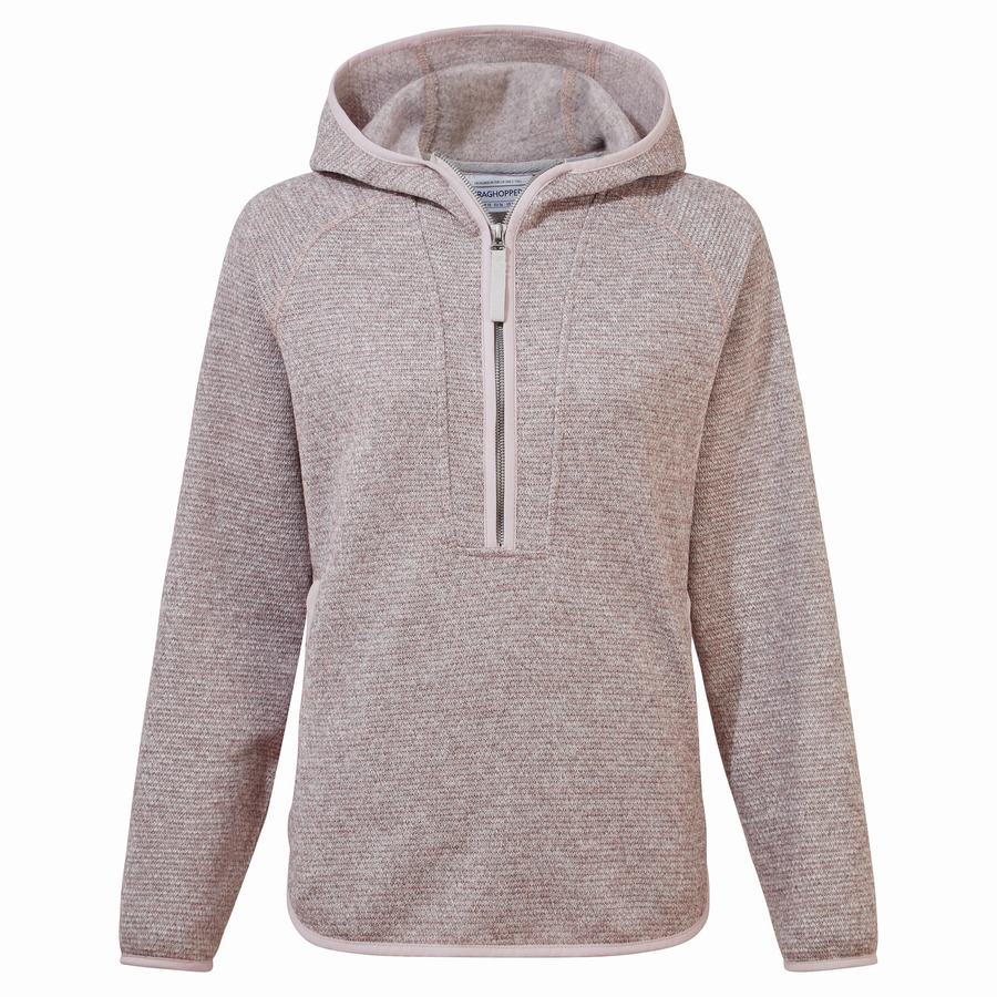 Pink Craghoppers Elena Hooded Half Zip Women's Sweaters | TWX4197EG