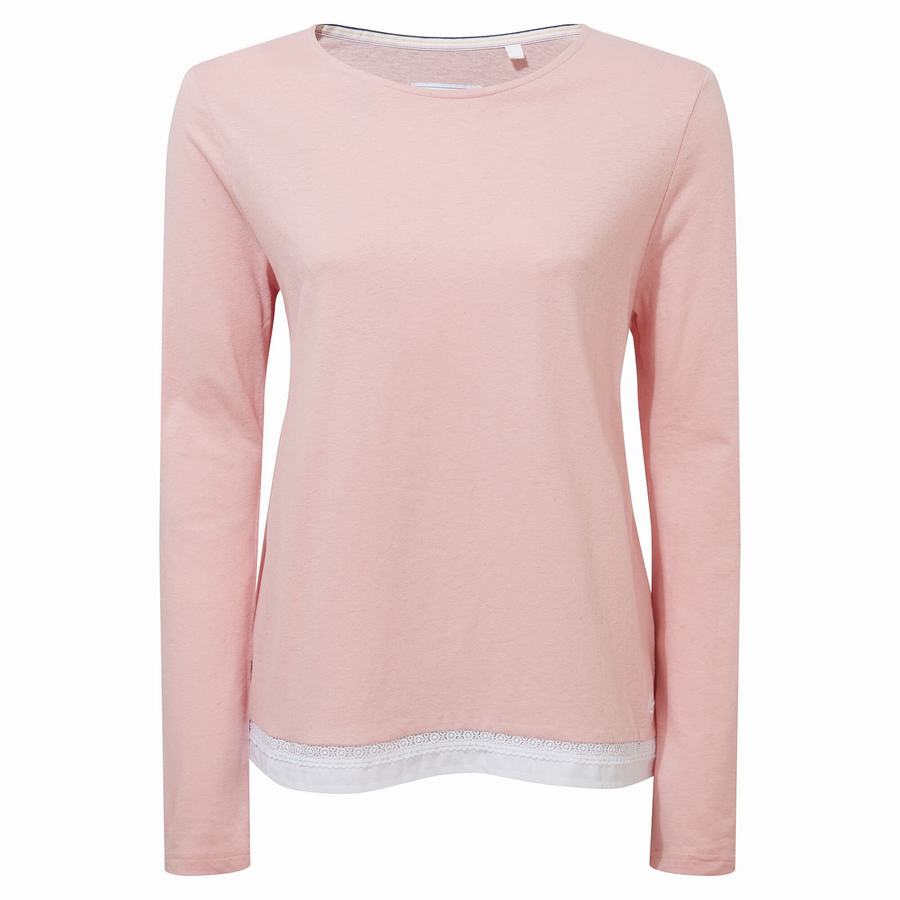 Pink Craghoppers Nosibotanical Magnolia Long Sleeved Women's T-Shirts | PMX379DJ