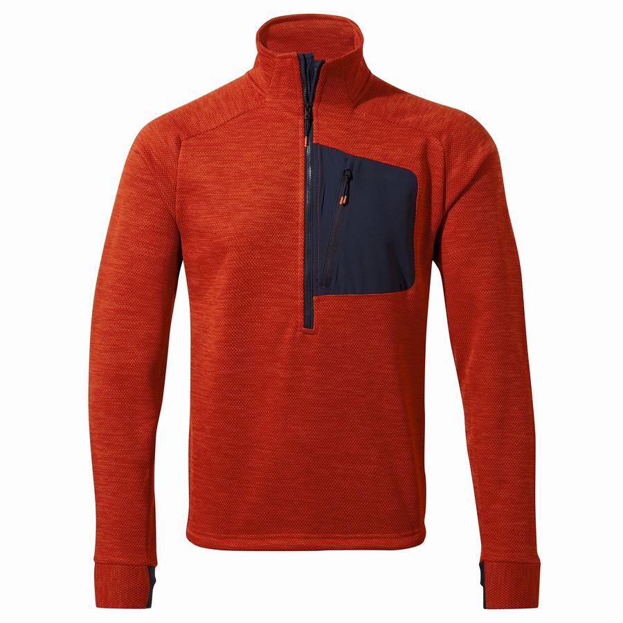 Red Craghoppers Tarbert Half Zip Men's Sweaters | WHF199WZ