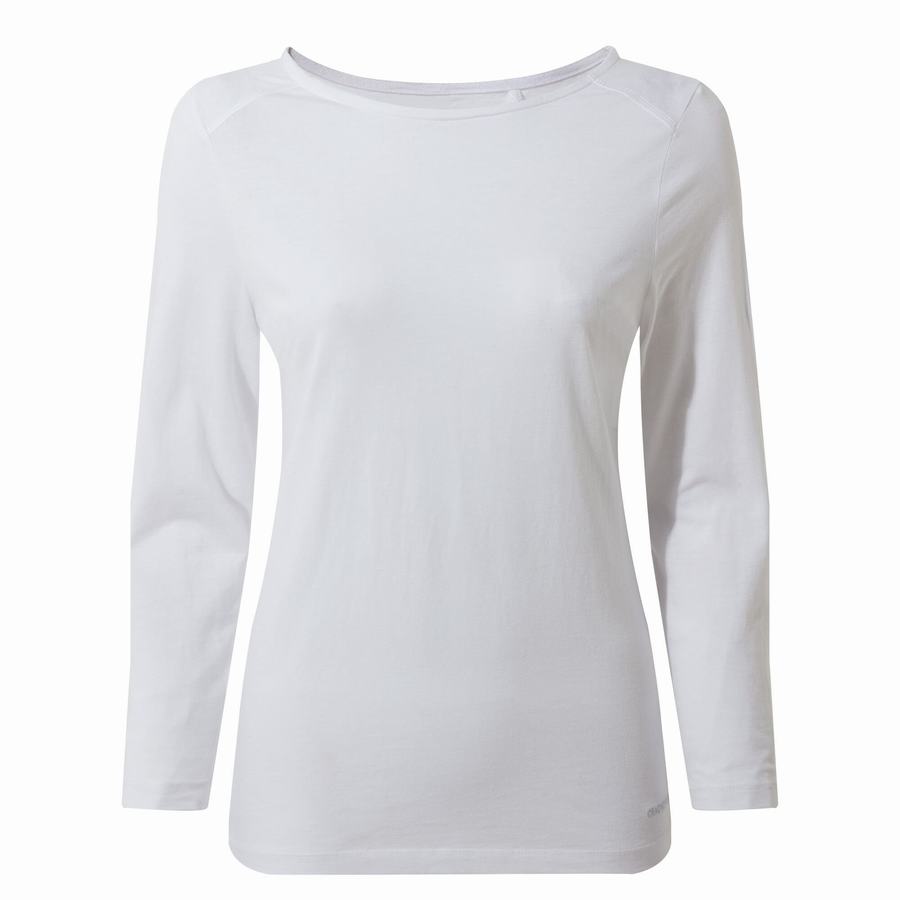 White Craghoppers Blanca 3/4 Sleeved Top Women's T-Shirts | TGX895RV