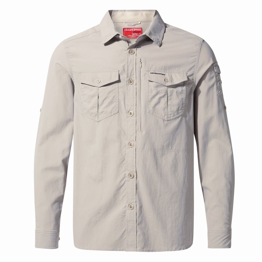 White Craghoppers NosiLife Adventure II Long Sleeved Men's Shirts | JSY4234EI