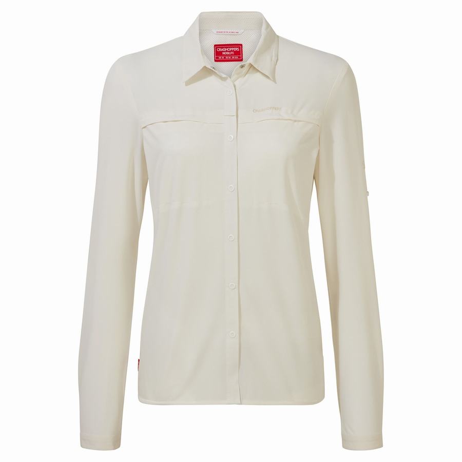 White Craghoppers NosiLife Pro IV Long Sleeved Women's Shirts | LLX5510OZ