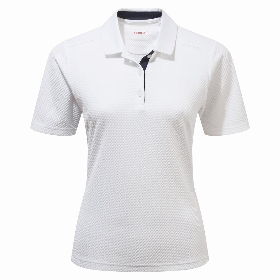 White Craghoppers NosiLife Short Sleeved Polo Women's T-Shirts | MUK6676KA