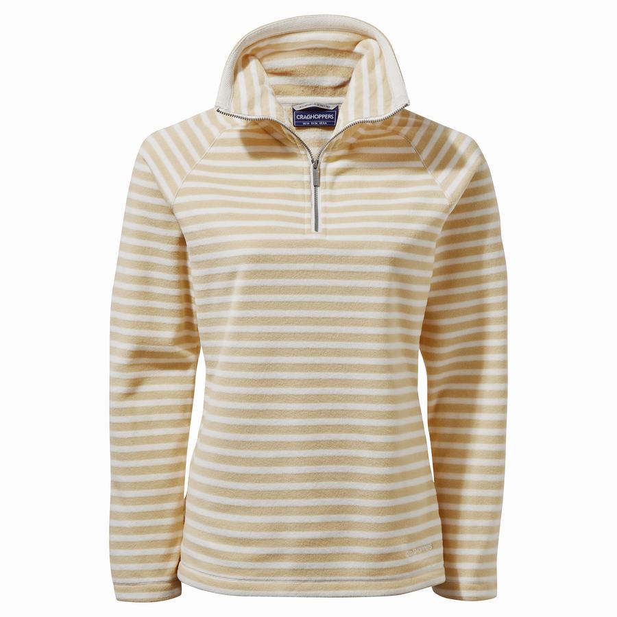 Yellow Stripes Craghoppers Natalia Half Zip Women's Sweaters | TSJ7824AN