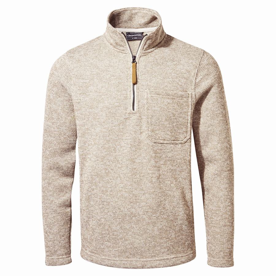 Beige Craghoppers Barona Half Zip Men's Sweaters | JKH1234PQ