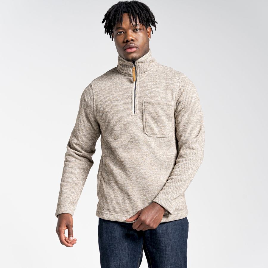 Beige Craghoppers Barona Half Zip Men's Sweaters | JKH1234PQ