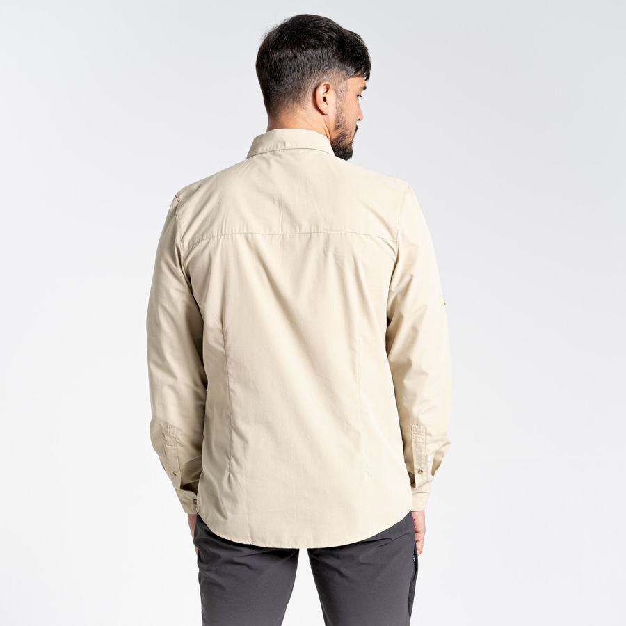 Beige Craghoppers Kiwi Ridge Long Sleeved Men's Shirts | TQI5268EQ