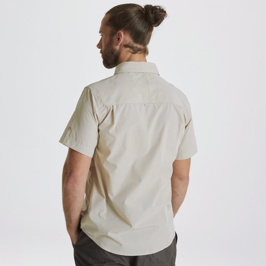 Beige Craghoppers Kiwi Short Sleeved Men's Shirts | CXJ3963NL