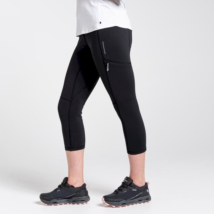 Black Craghoppers Dynamic Cropped Women's Leggings | AKA5840FG