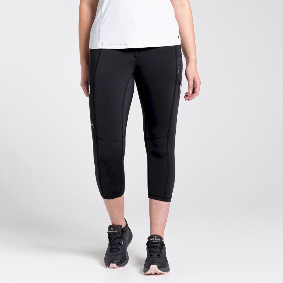 Black Craghoppers Dynamic Cropped Women's Leggings | AKA5840FG