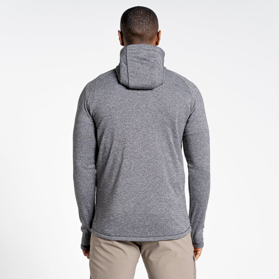 Black Craghoppers Dynamic Hooded Half Zip Top Men's T-Shirts | MWO8098JH