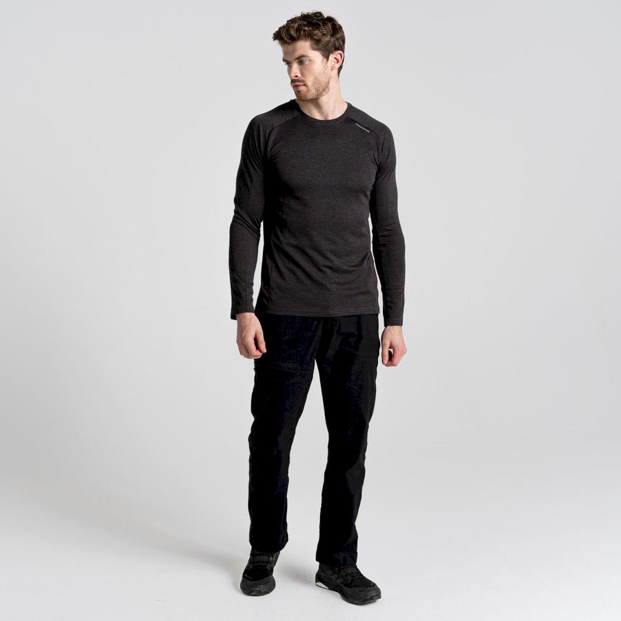 Black Craghoppers Dynamic Pro Long Sleeved Men's T-Shirts | YMU8619AN