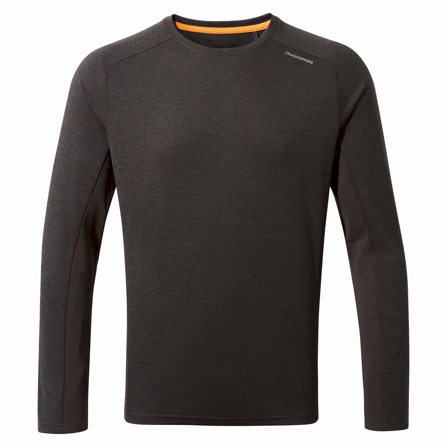 Black Craghoppers Dynamic Pro Long Sleeved Men's T-Shirts | YMU8619AN