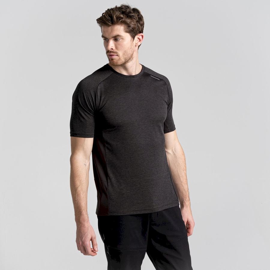 Black Craghoppers Dynamic Pro Short Sleeved Men's T-Shirts | OME179QM