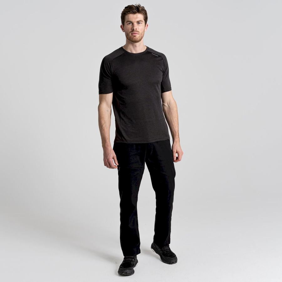 Black Craghoppers Dynamic Pro Short Sleeved Men's T-Shirts | OME179QM