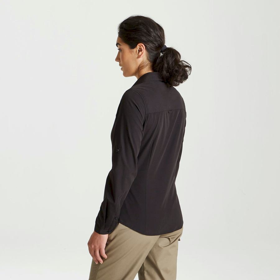 Black Craghoppers Expert Kiwi Long Sleeved Women's Shirts | VPF4531IH