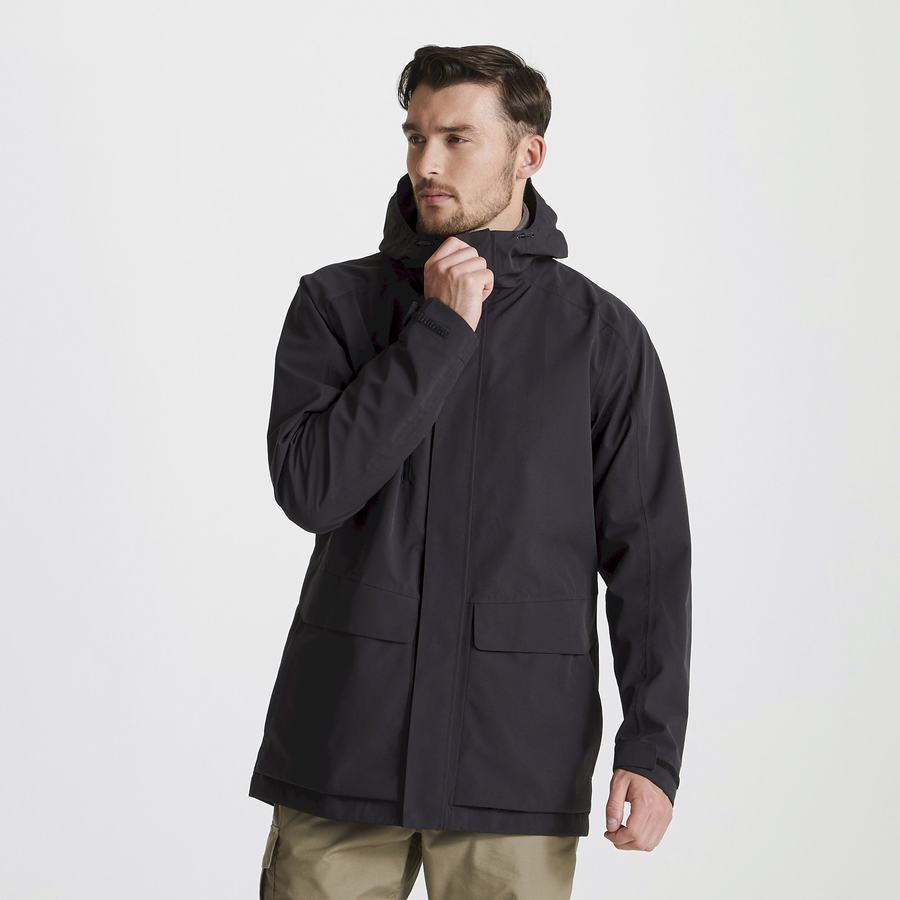 Black Craghoppers Expert Kiwi Pro Stretch Long Men's Jackets | BPO837LM