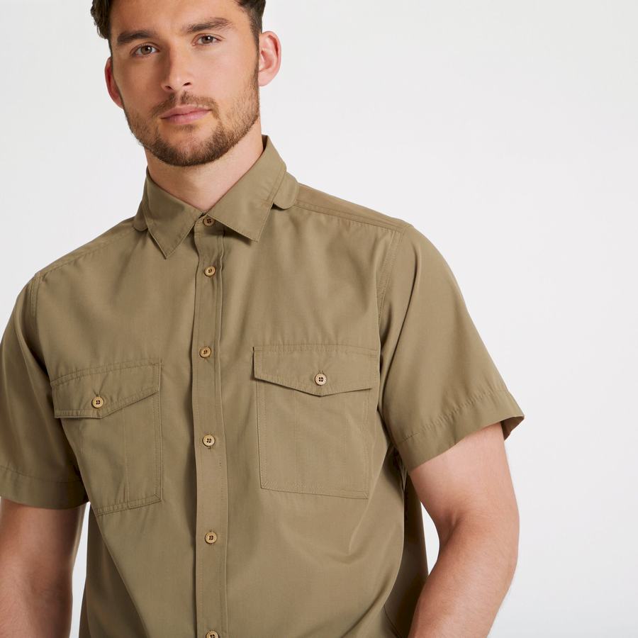 Black Craghoppers Expert Kiwi Short Sleeved Men's Shirts | DNN4258CX