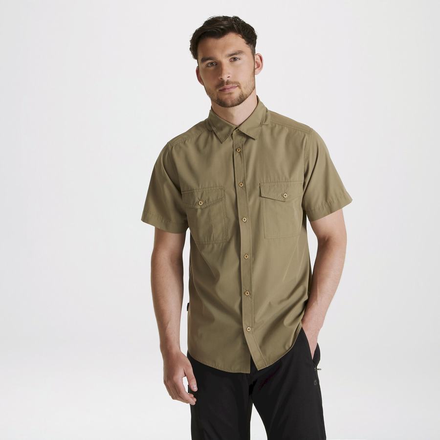 Black Craghoppers Expert Kiwi Short Sleeved Men's Shirts | DNN4258CX