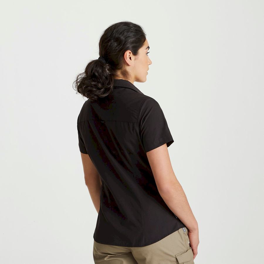 Black Craghoppers Expert Kiwi Short Sleeved Women's Shirts | KVQ1933TZ