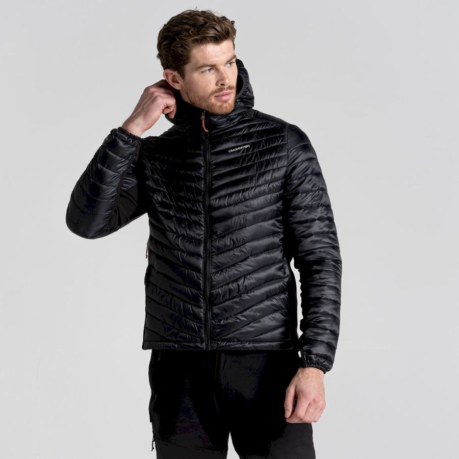 Black Craghoppers ExpoLite Insulated Hooded Men's Jackets | ADQ3183SV