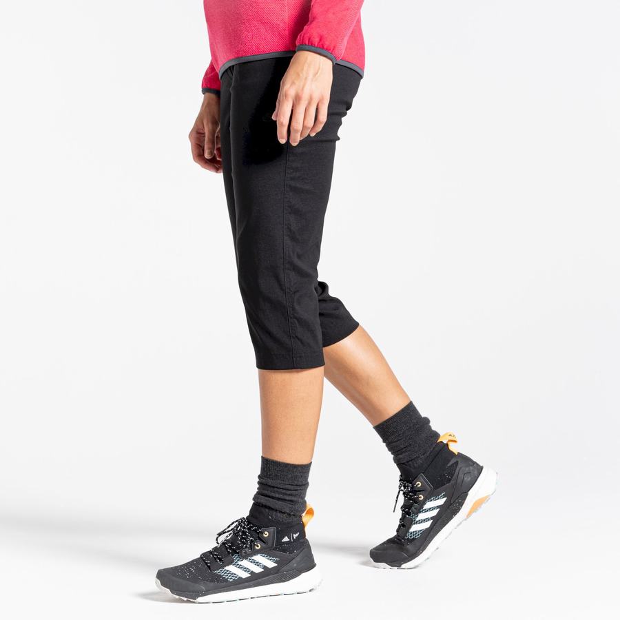 Black Craghoppers Kiwi Pro II Crop Women's Trousers | DZX3784IE