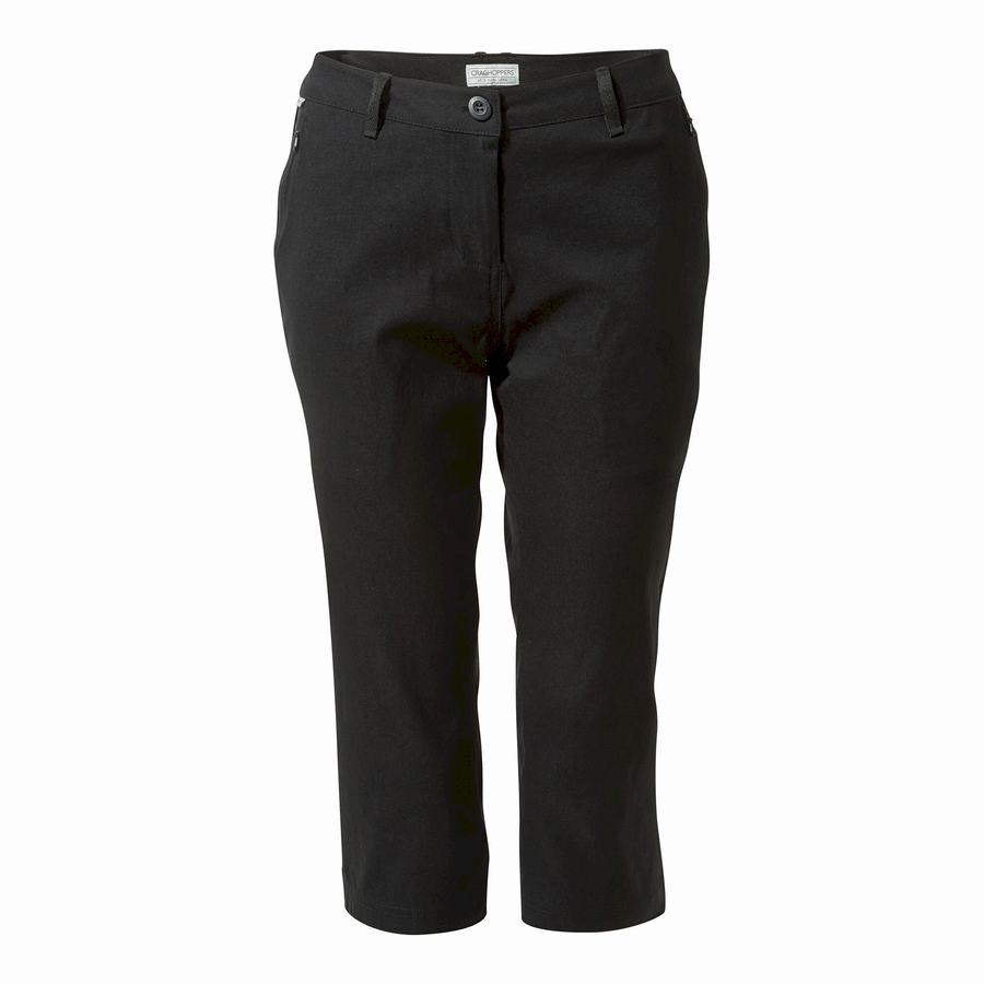 Black Craghoppers Kiwi Pro II Crop Women's Trousers | DZX3784IE