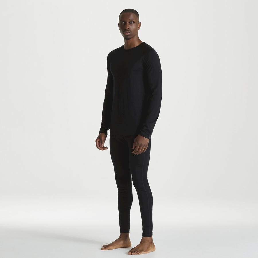 Black Craghoppers Merino Crew Neck Long Sleeved Baselayer II Men's T-Shirts | XWP3546UD