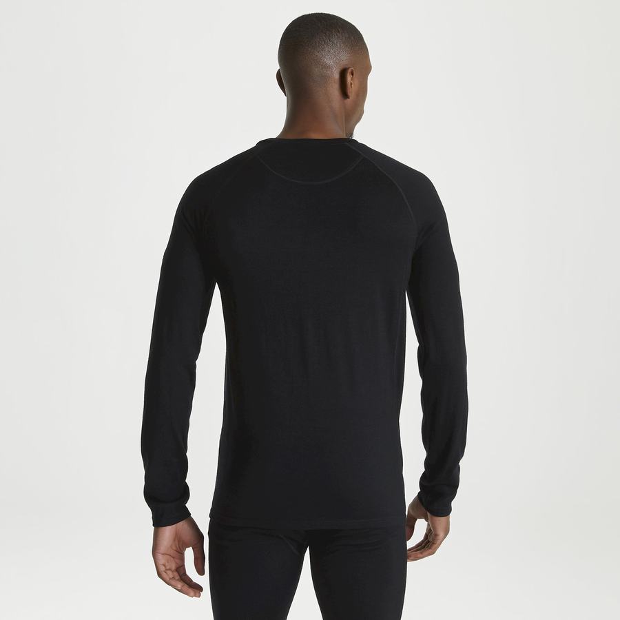 Black Craghoppers Merino Crew Neck Long Sleeved Baselayer II Men's T-Shirts | XWP3546UD