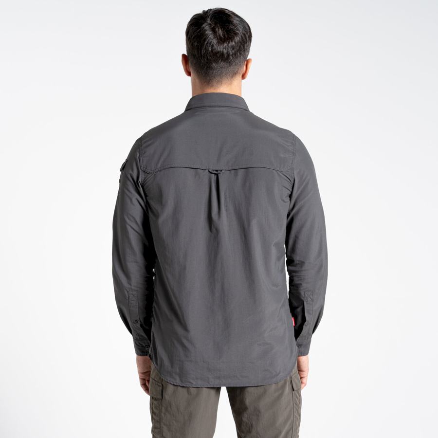 Black Craghoppers NosiLife Adventure II Long Sleeved Men's Shirts | MFM4215YM