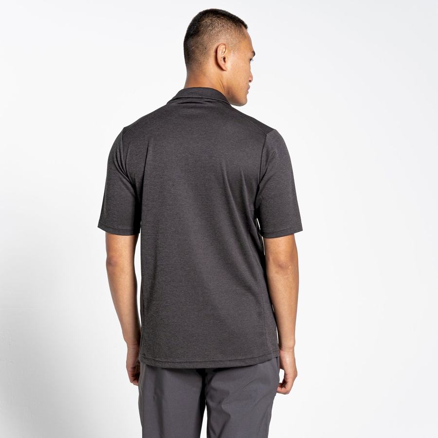 Black Craghoppers NosiLife Pro Active Short Sleeved Polo Men's T-Shirts | BEB7142NL