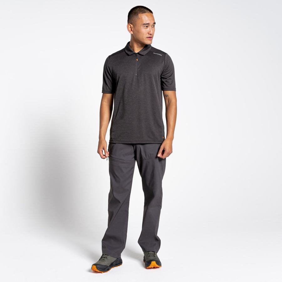 Black Craghoppers NosiLife Pro Active Short Sleeved Polo Men's T-Shirts | BEB7142NL